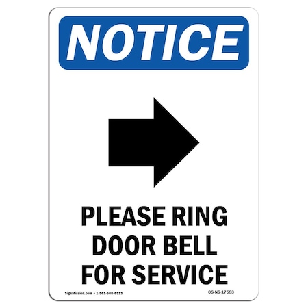 Signmission OSHA Notice, 5" Height, Please Ring Door Bell Sign With Symbol, 5" X 3.5", Portrait OS-NS-D-35-V-17583